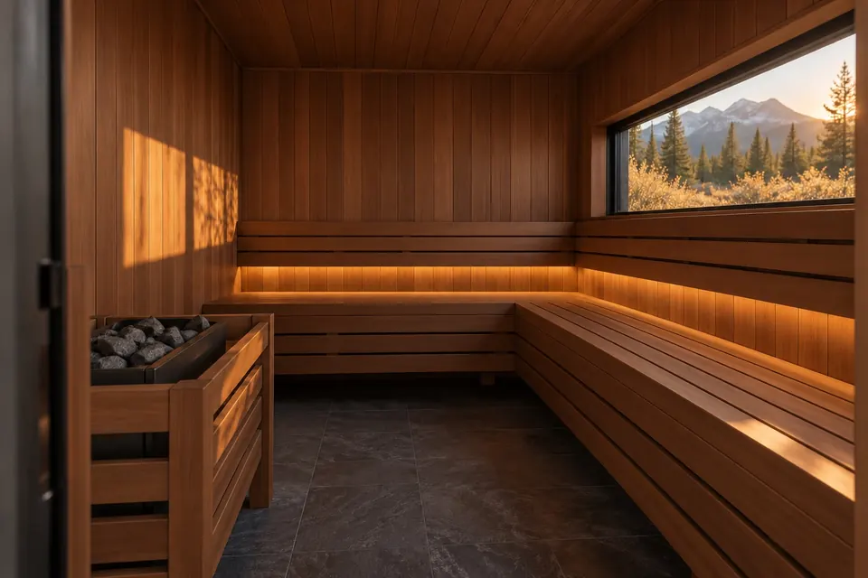 Sauna interior in thermo-aspen