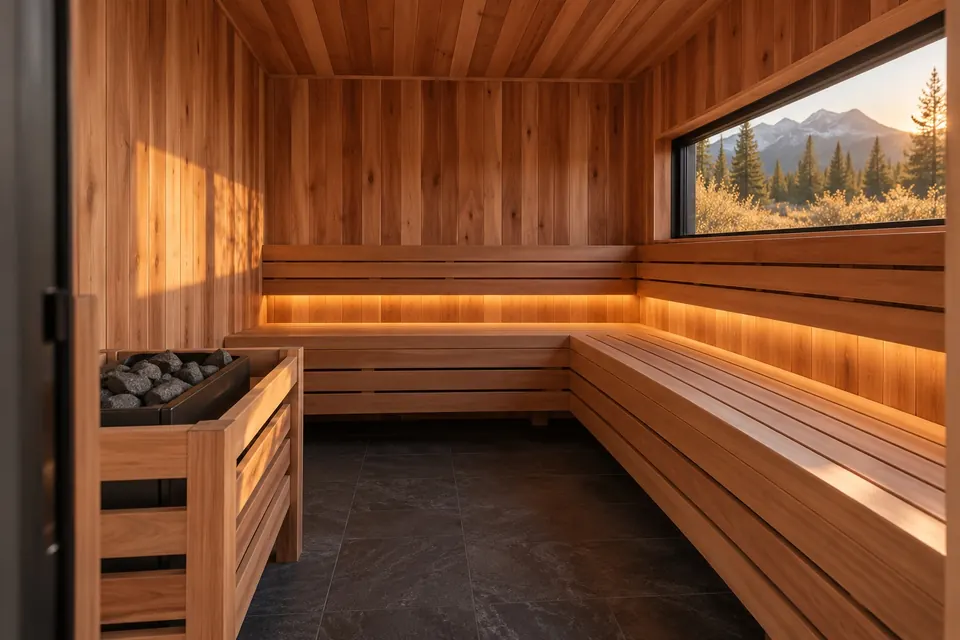 Sauna interior in western red cedar