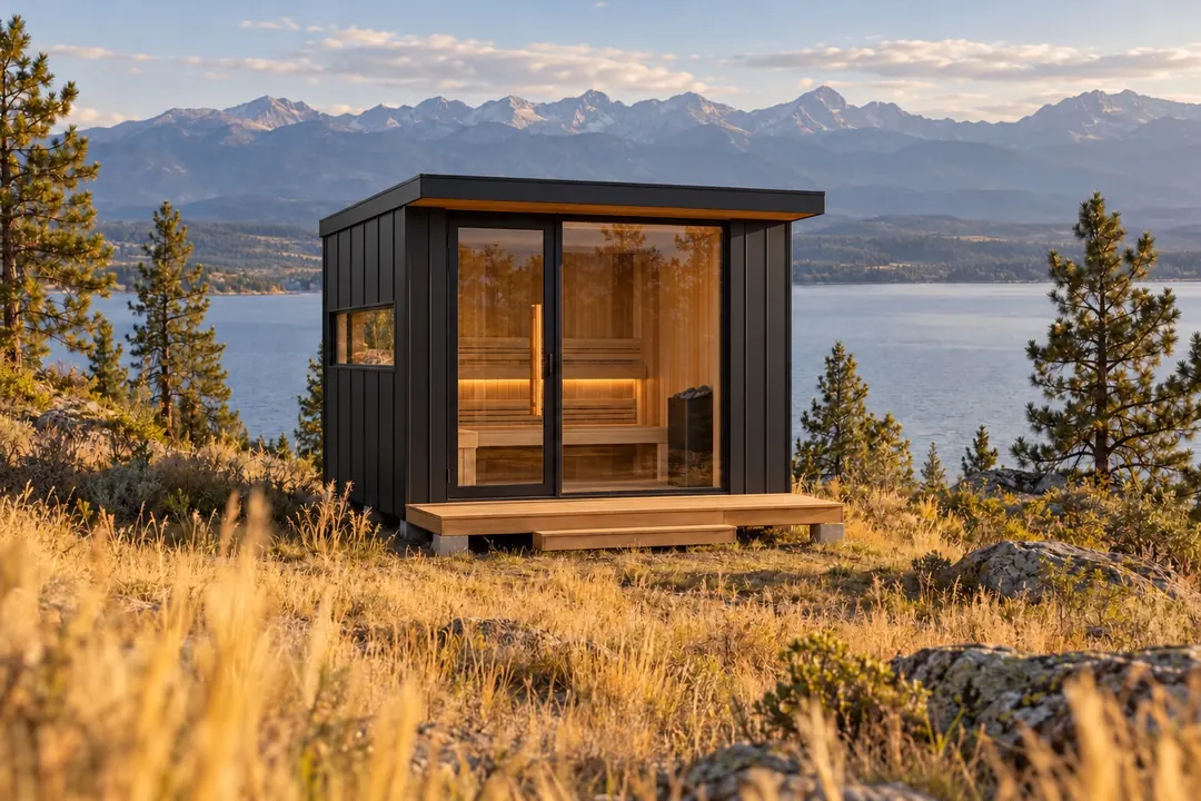 Brisco cabin sauna in black steel