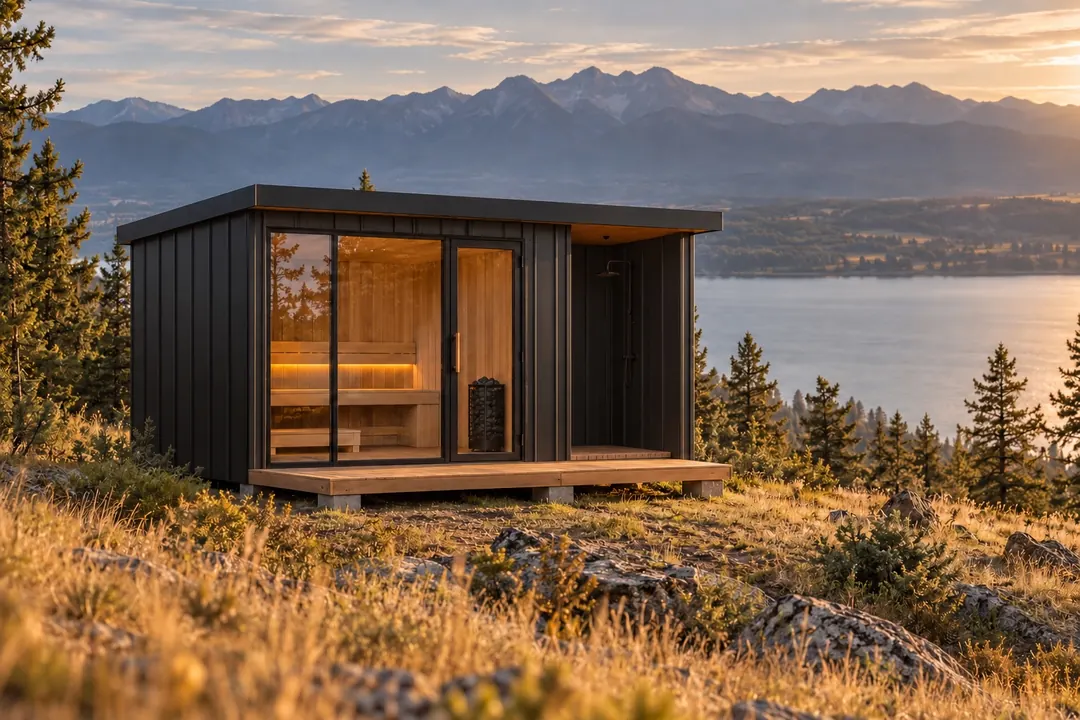 Swansea cabin sauna in black steel