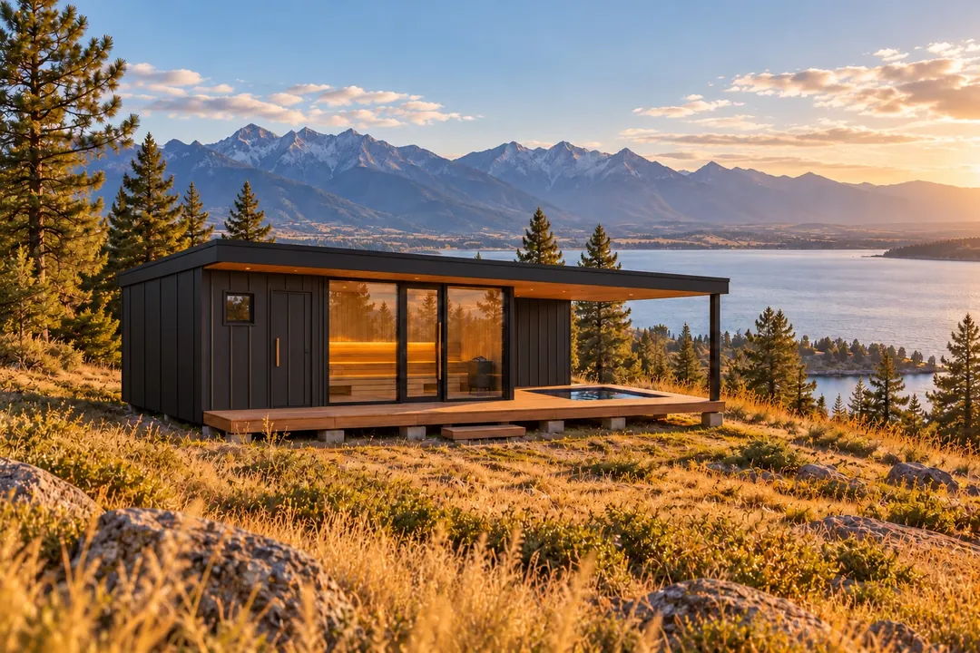 Windermere cabin sauna in black steel